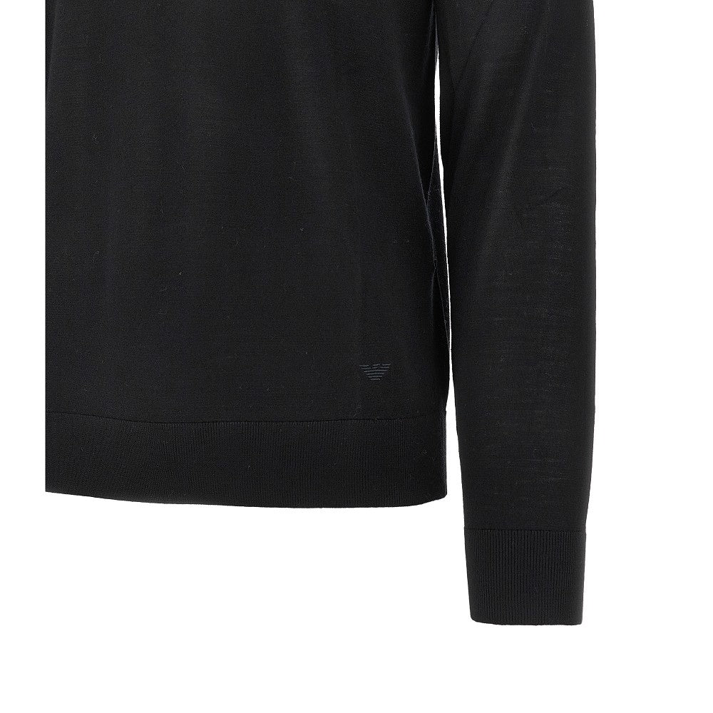 Virgin wool sweater with polo collar