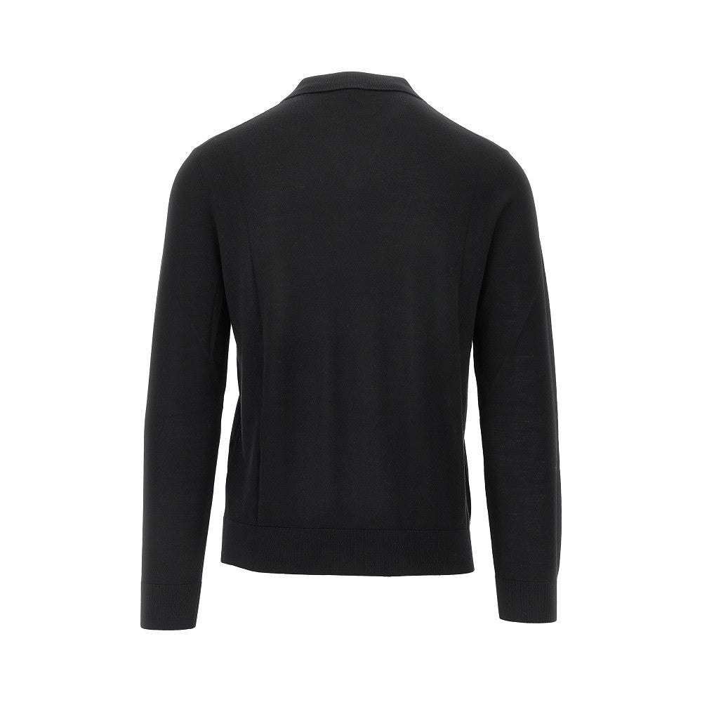 Virgin wool sweater with polo collar