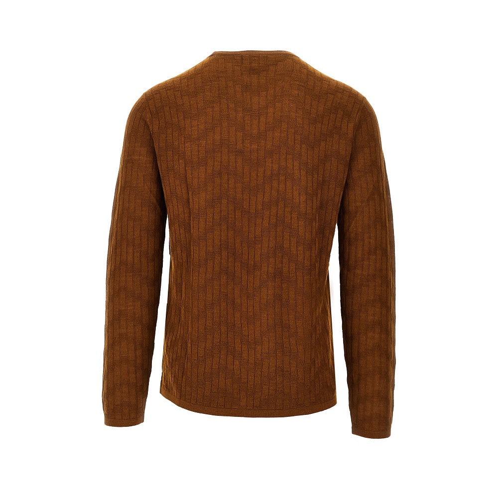 Jacquard wool and silk sweater