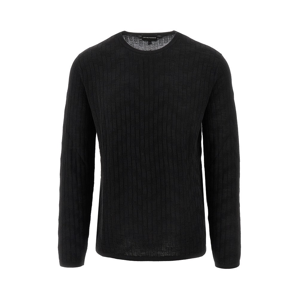 Pullover in lana e seta jacquard