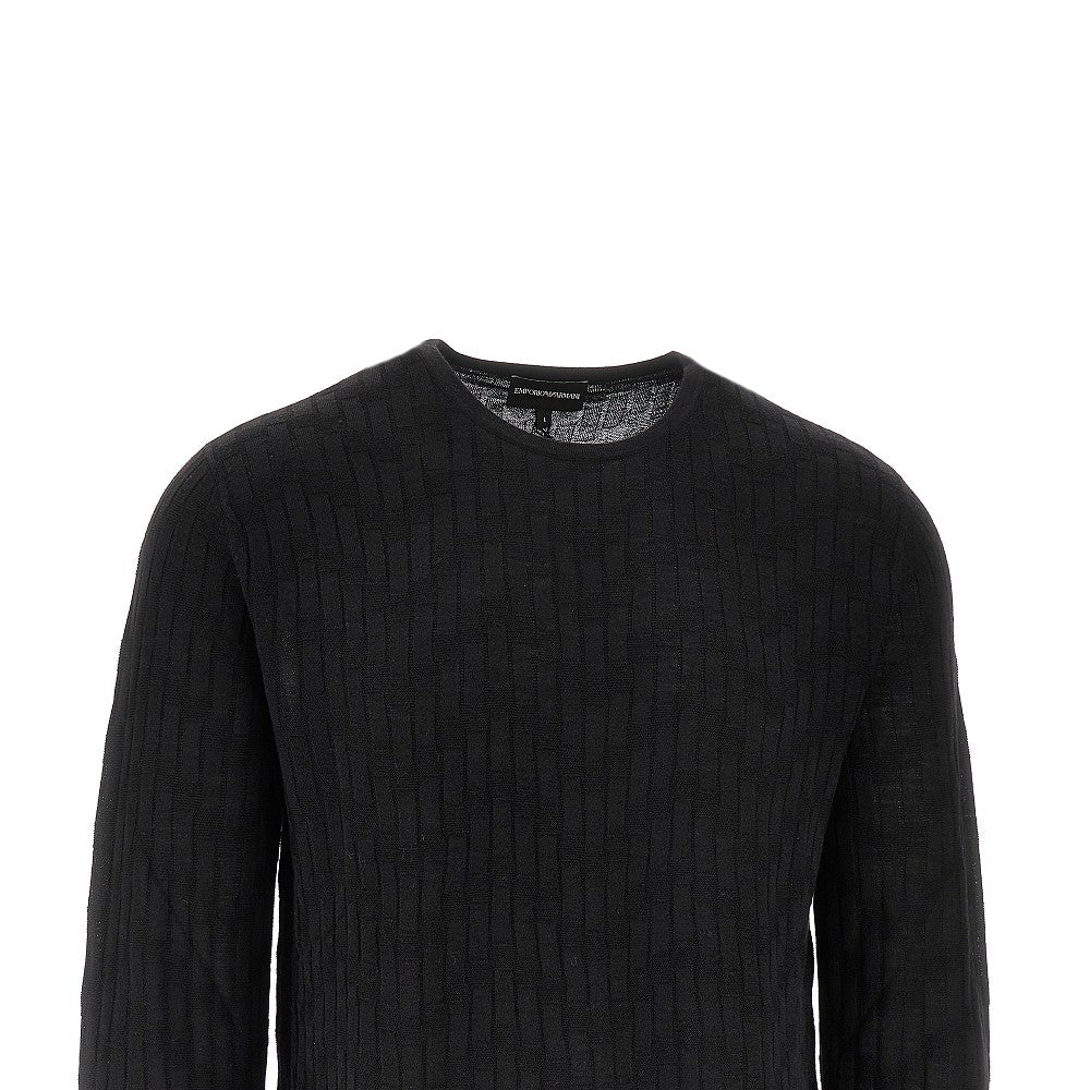 Pullover in lana e seta jacquard