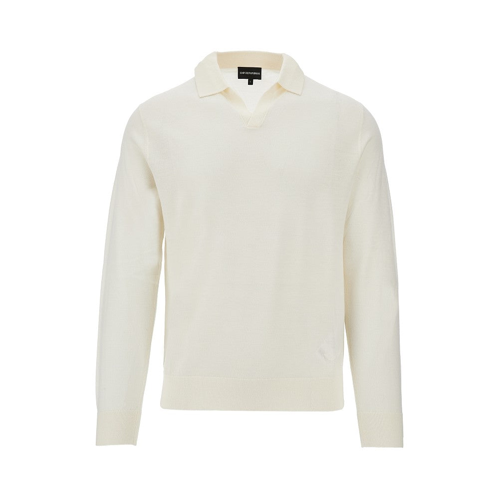 Pullover in lana vergine con colletto polo