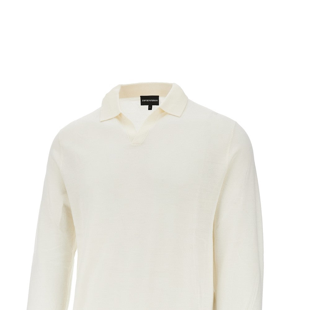 Pullover in lana vergine con colletto polo