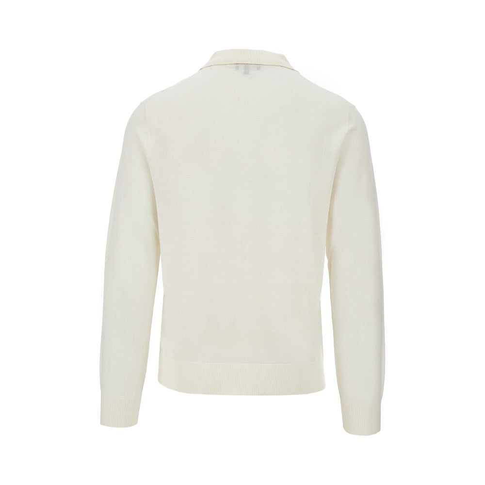 Pullover in lana vergine con colletto polo