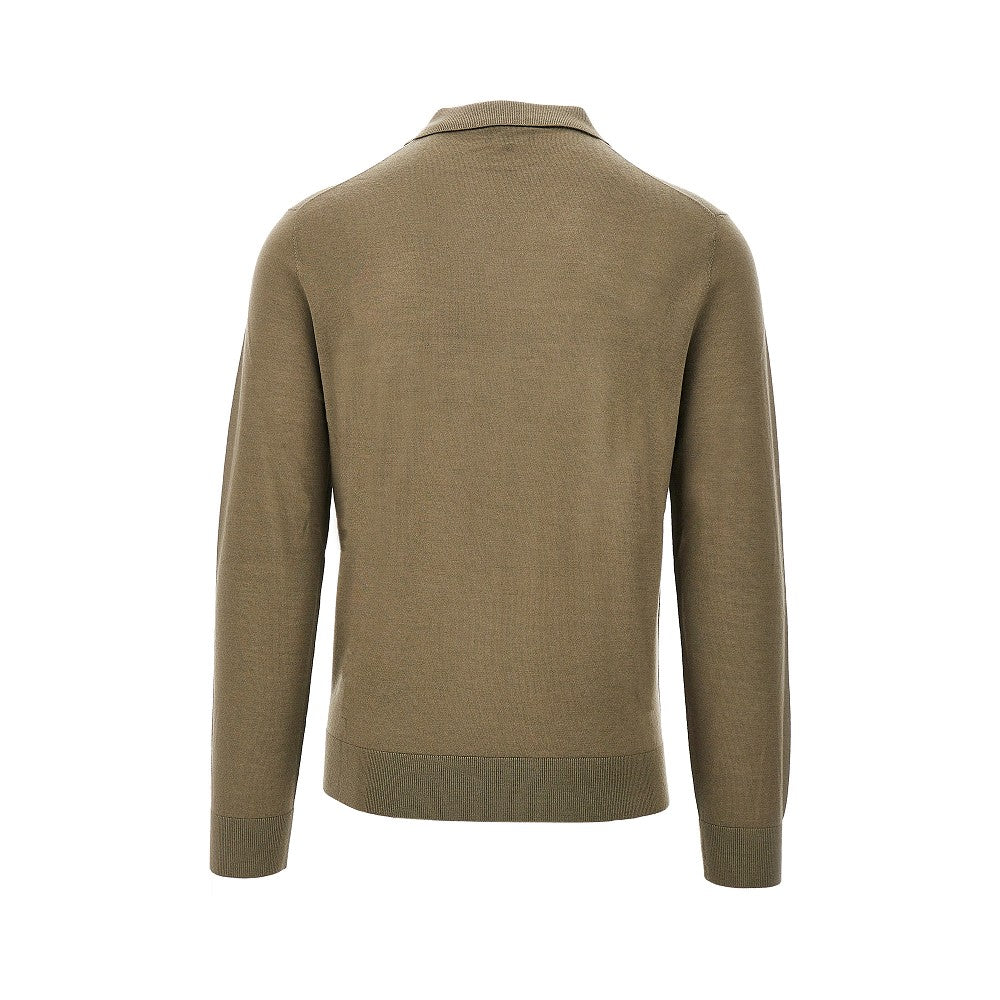 Pullover in lana vergine con colletto polo