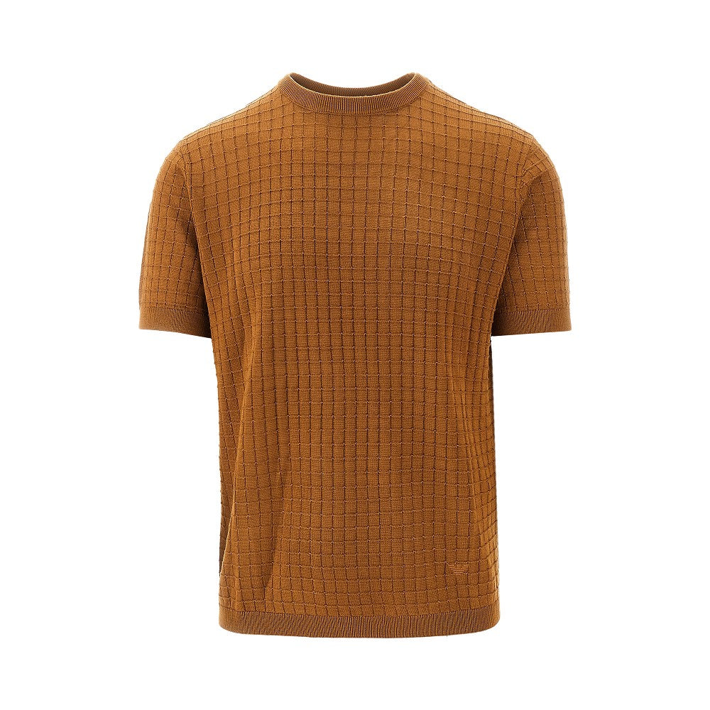 Check motif knitted T-shirt