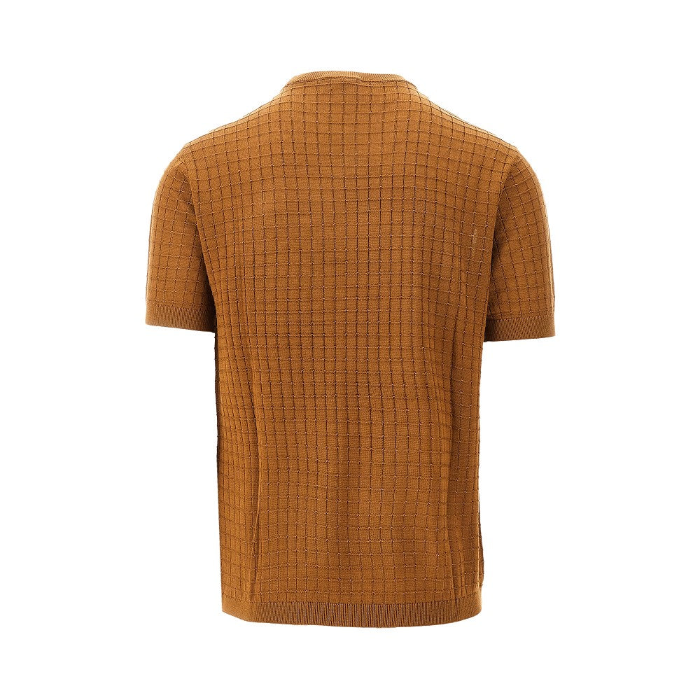 Check motif knitted T-shirt