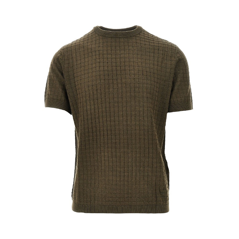 Check motif knitted T-shirt