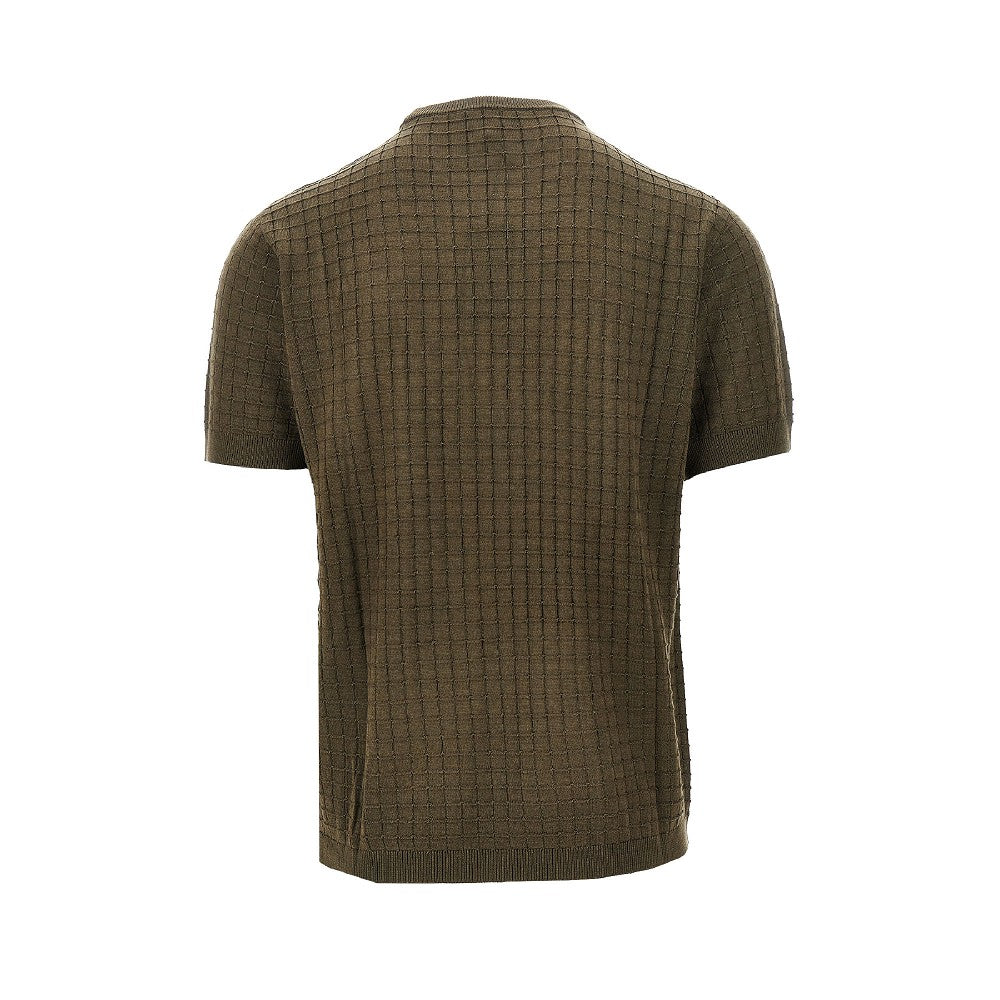 Check motif knitted T-shirt