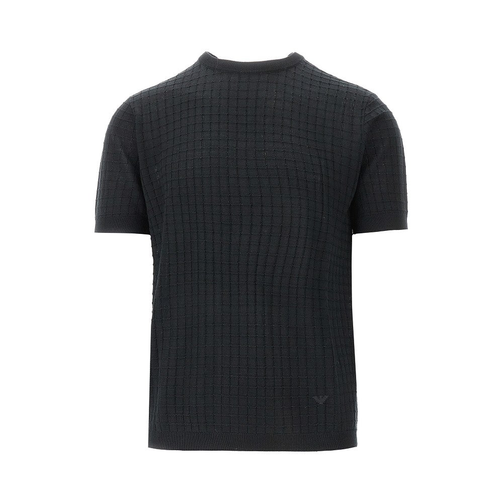 Check motif knitted T-shirt