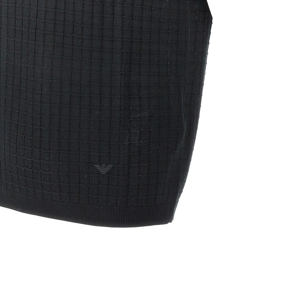 Check motif knitted T-shirt
