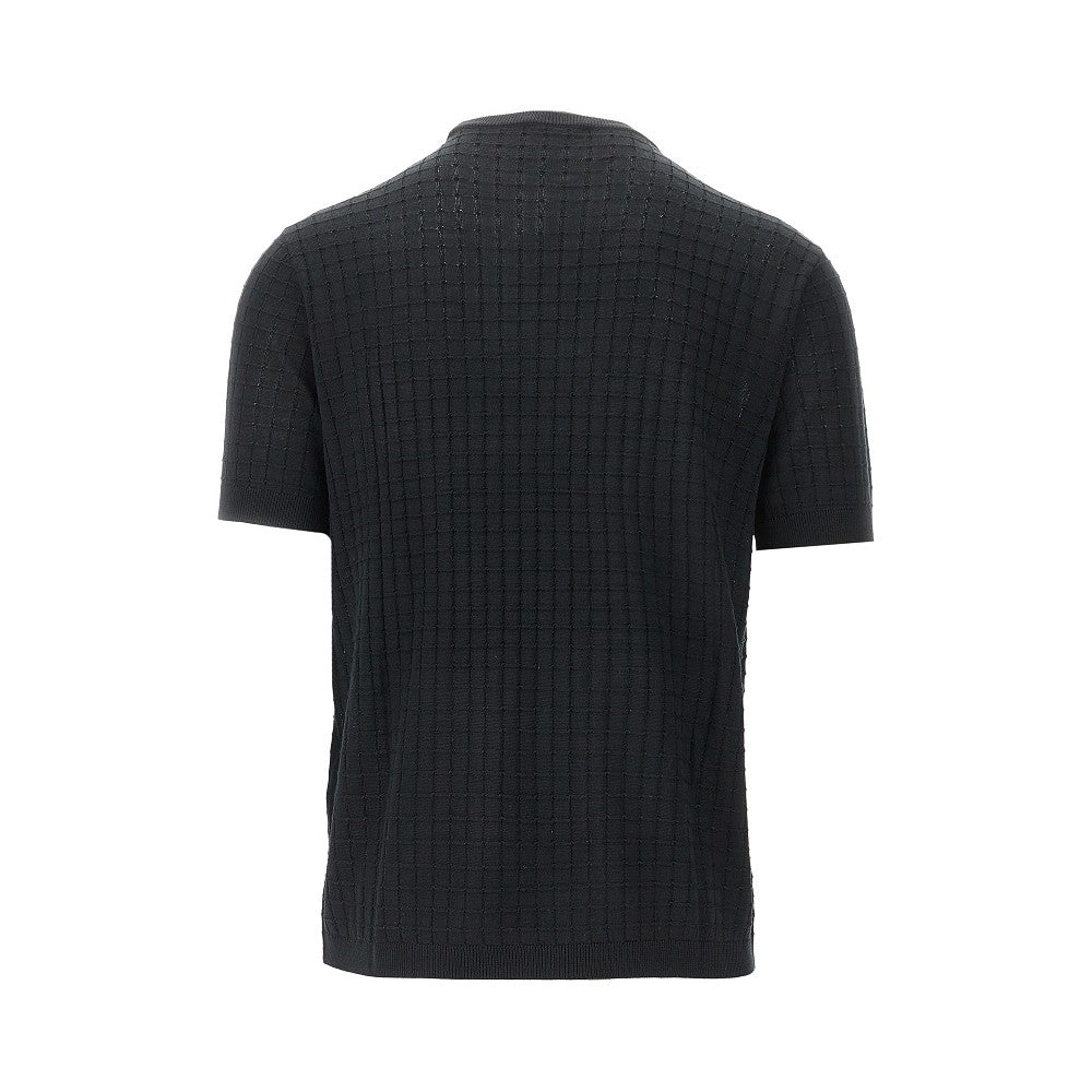 Check motif knitted T-shirt