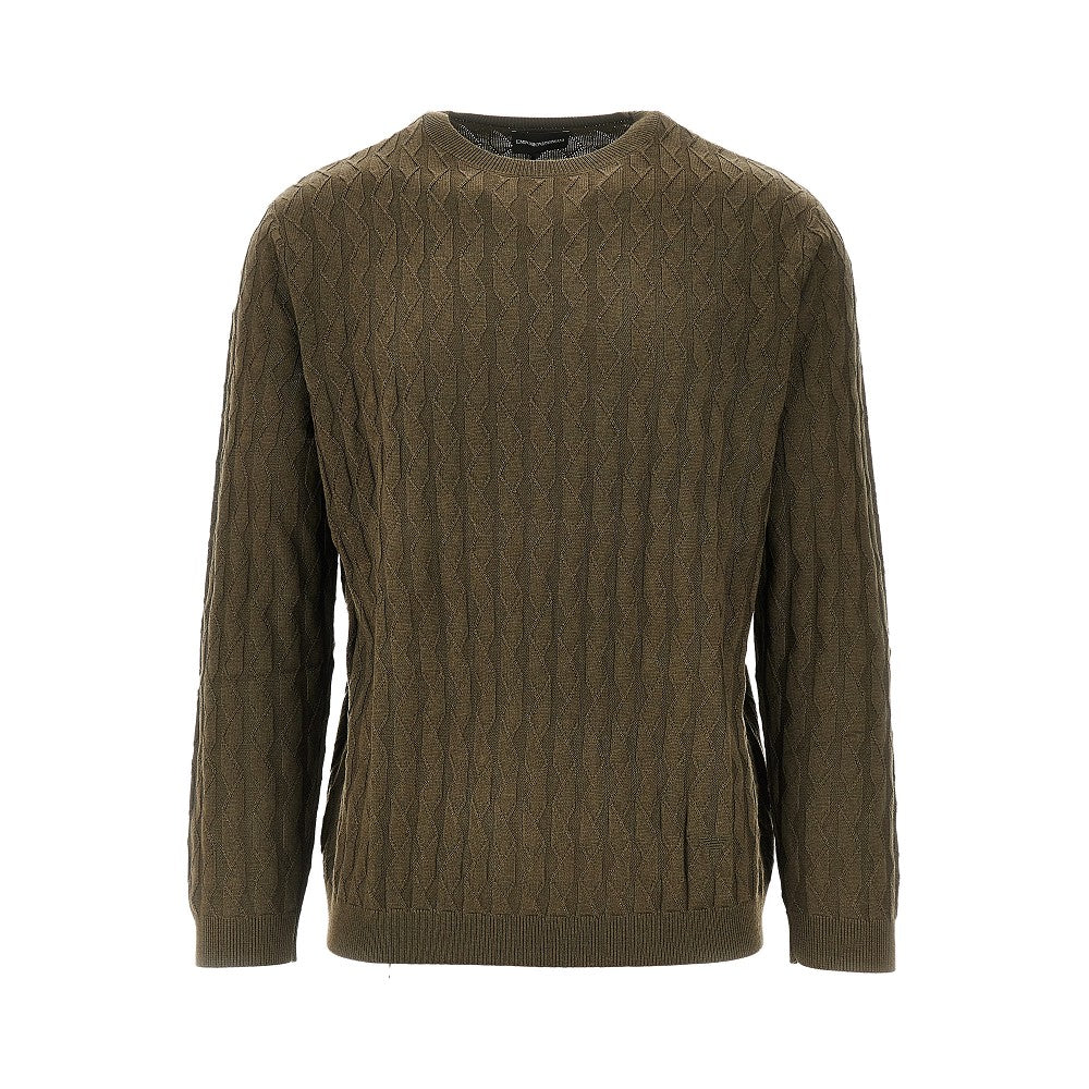 Embossed knit crewneck sweater