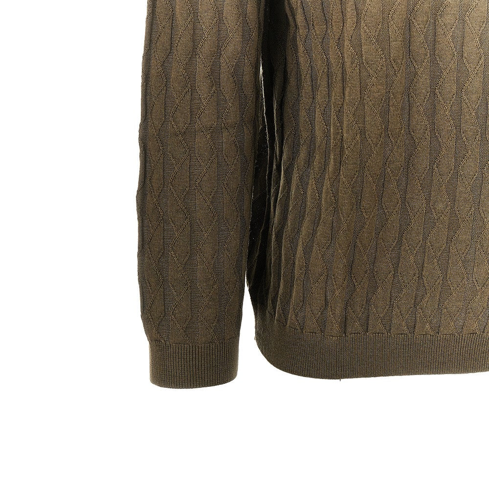 Embossed knit crewneck sweater