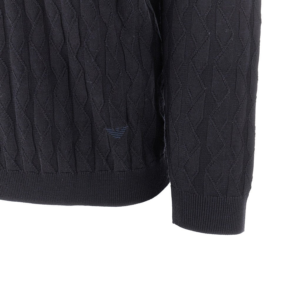 Pullover girocollo in maglia goffrata