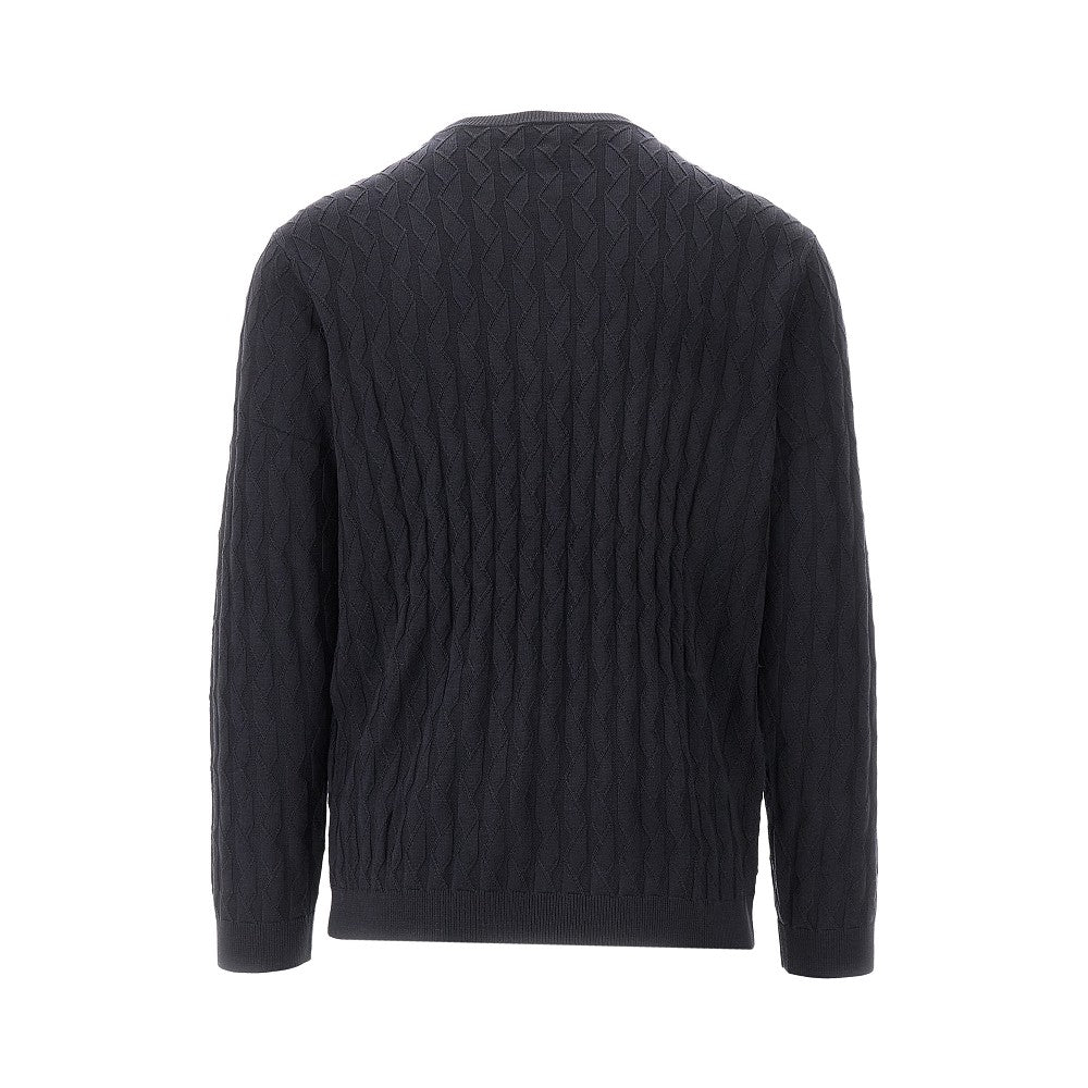 Pullover girocollo in maglia goffrata