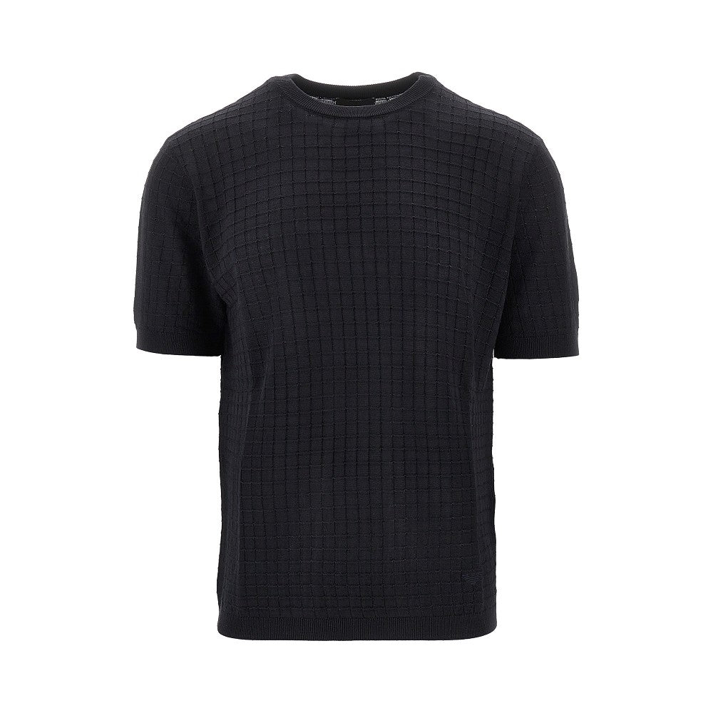 Check motif knitted T-shirt