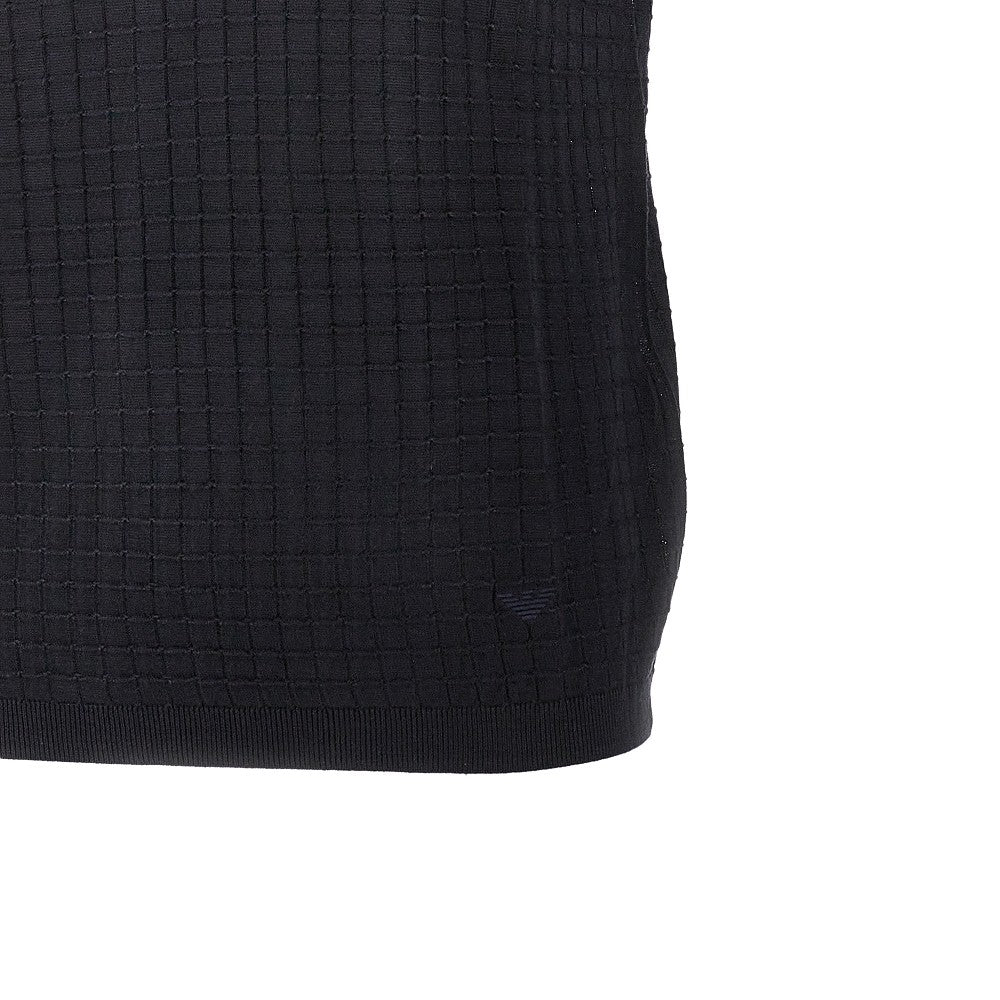 Check motif knitted T-shirt