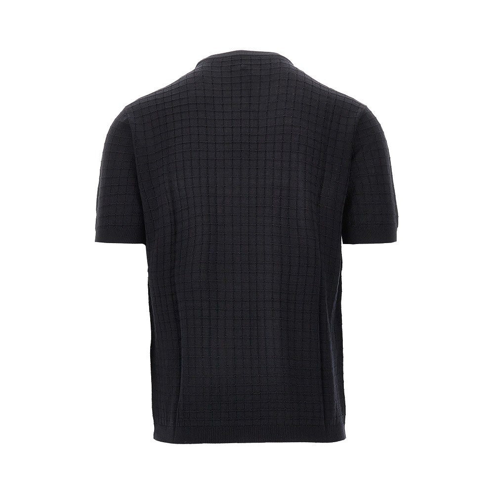 Check motif knitted T-shirt