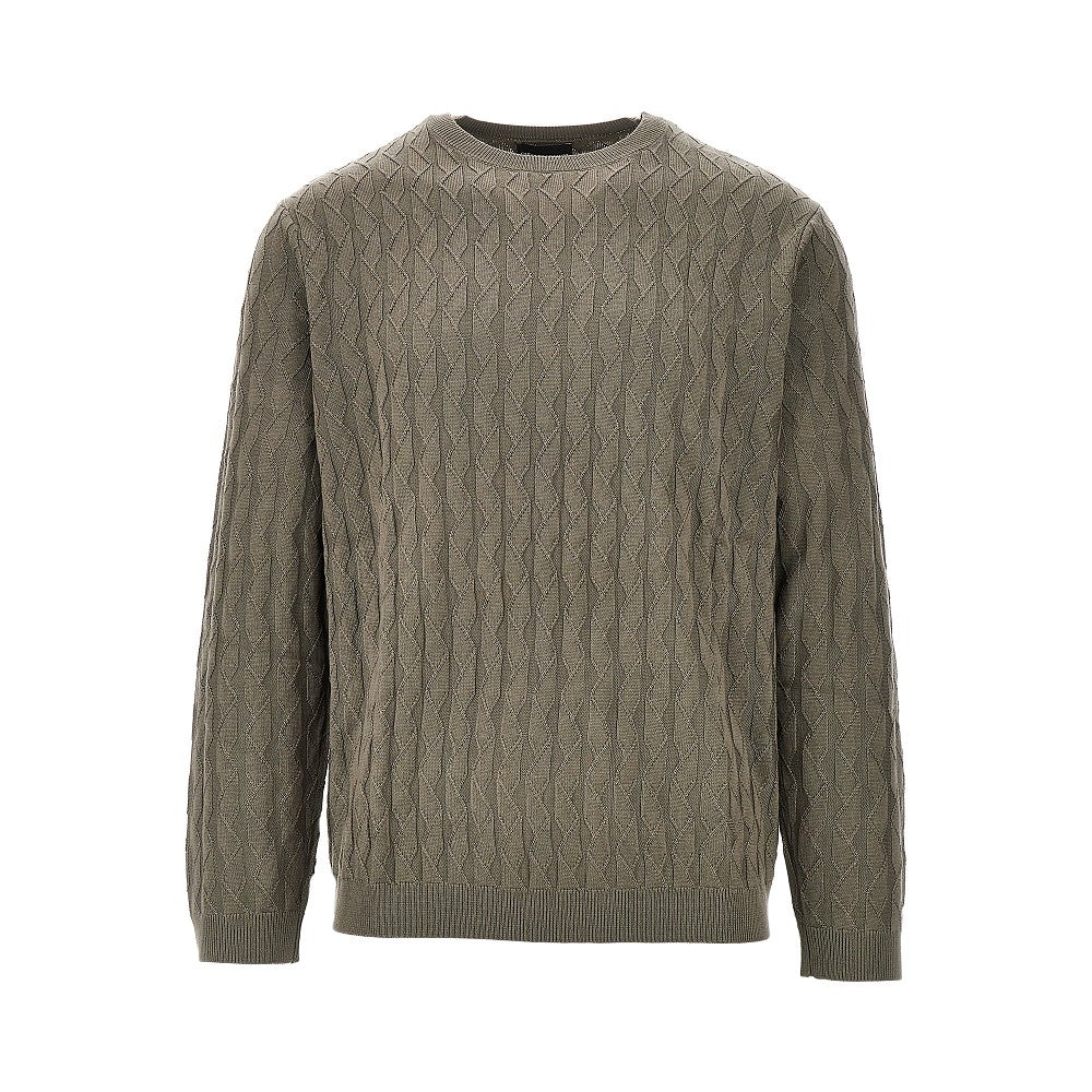 Pullover girocollo in maglia goffrata