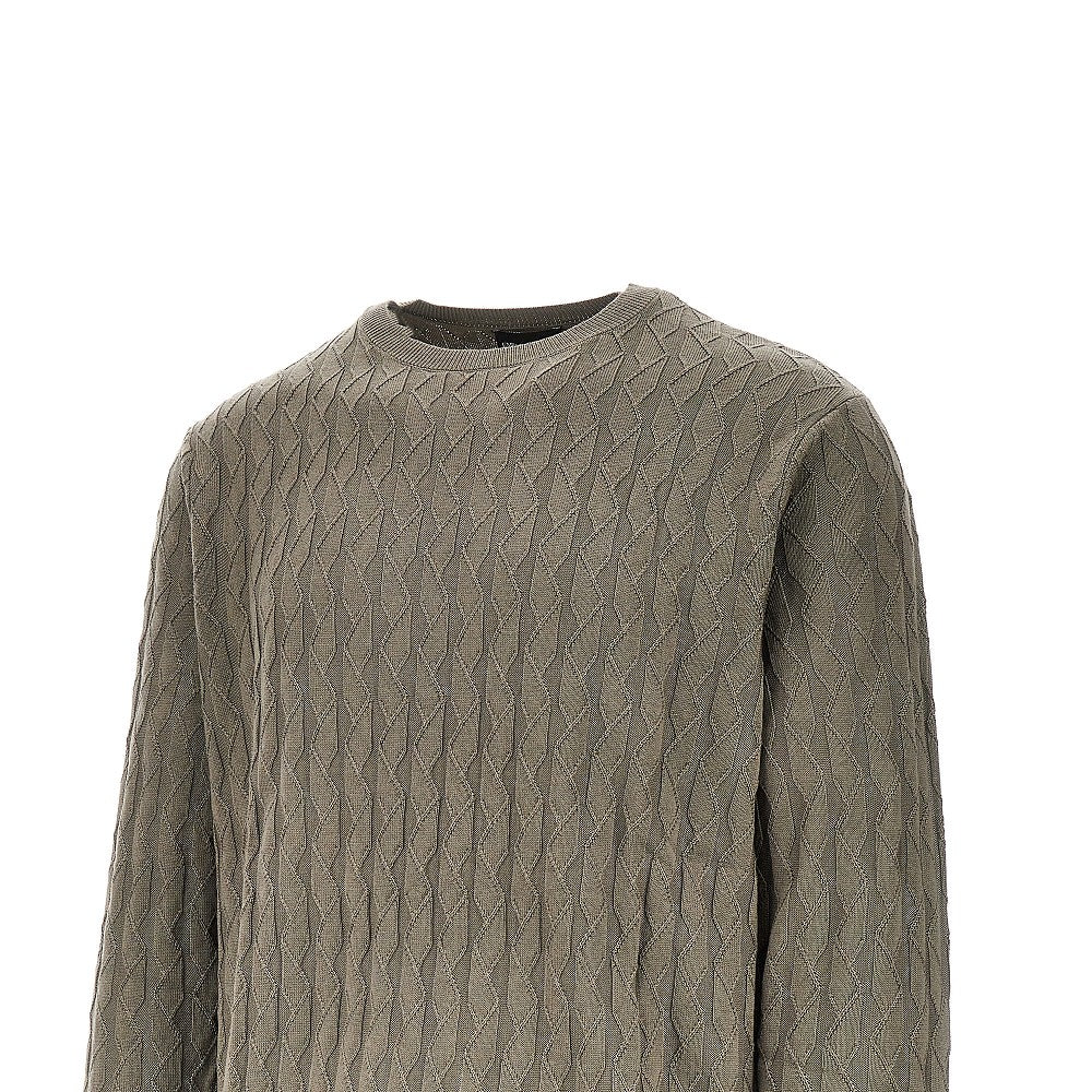 Pullover girocollo in maglia goffrata