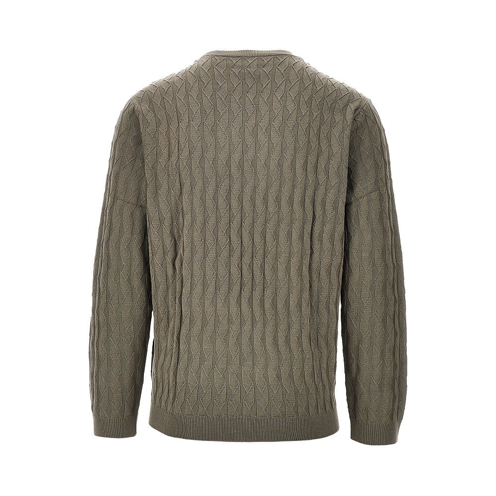 Pullover girocollo in maglia goffrata