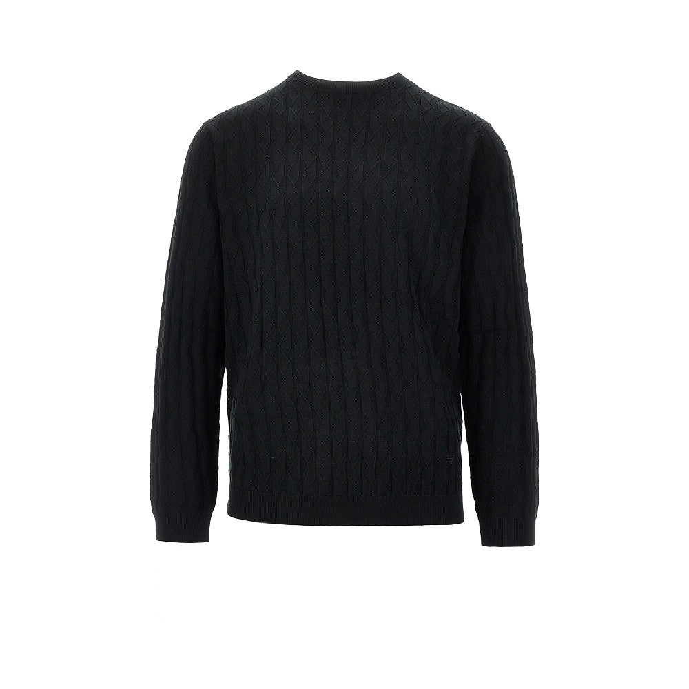 Pullover girocollo in maglia goffrata