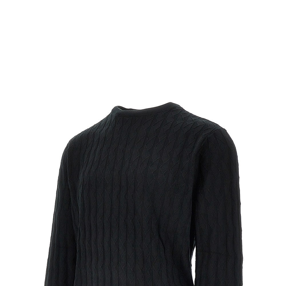 Pullover girocollo in maglia goffrata