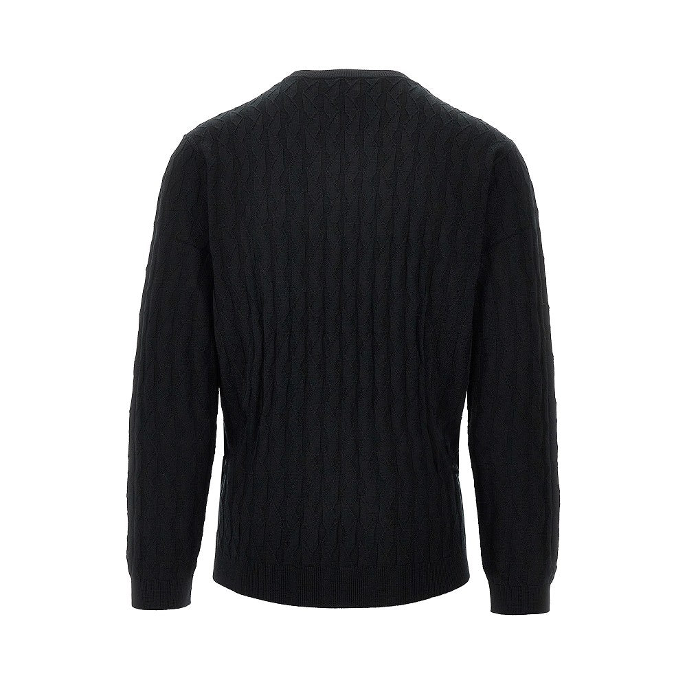 Pullover girocollo in maglia goffrata