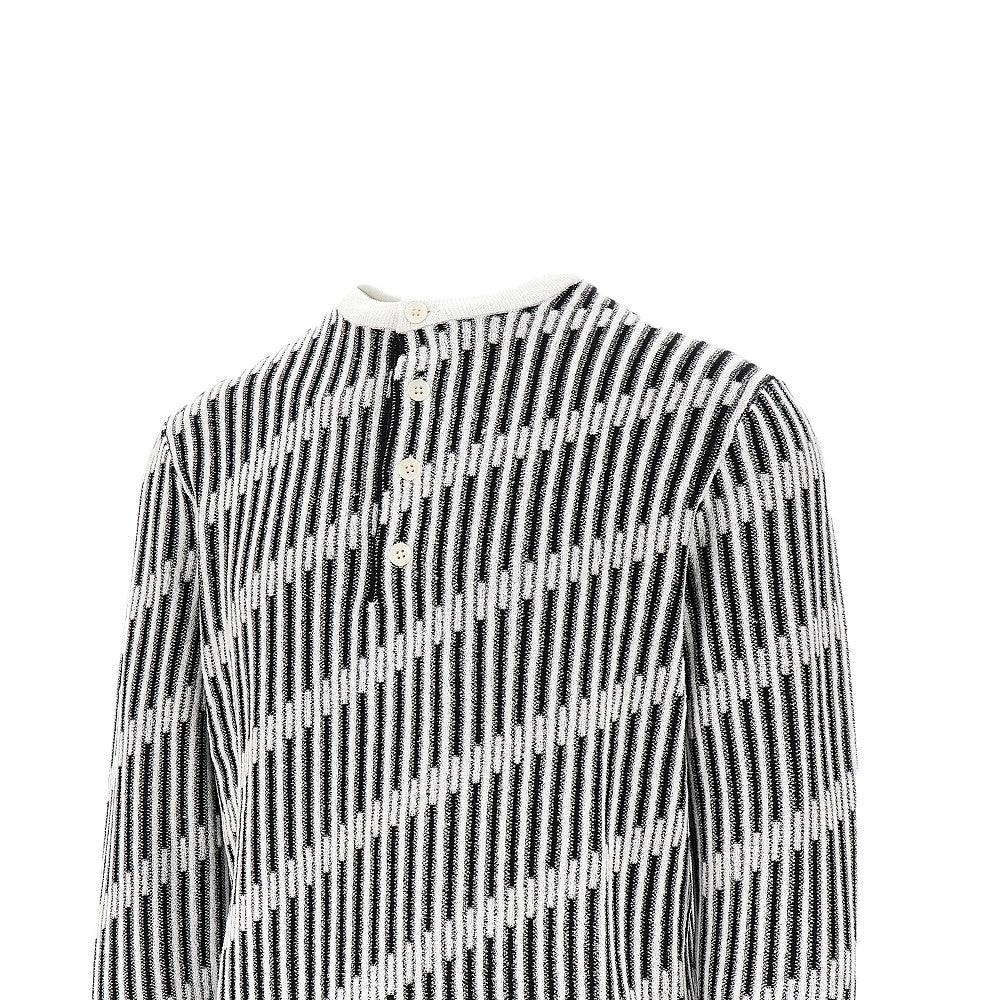 Pullover serafino in misto lana jacquard