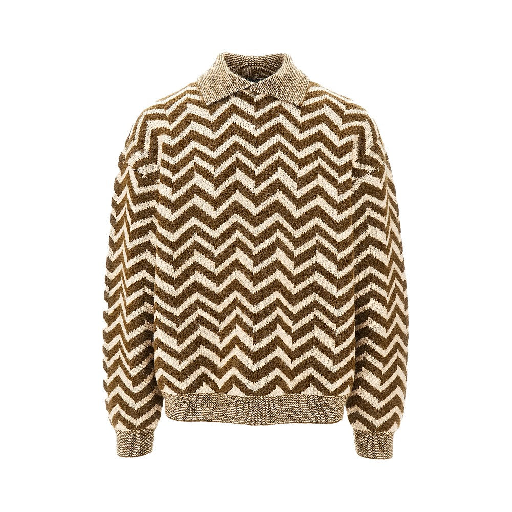Pullover in misto mohair con motivo chevron