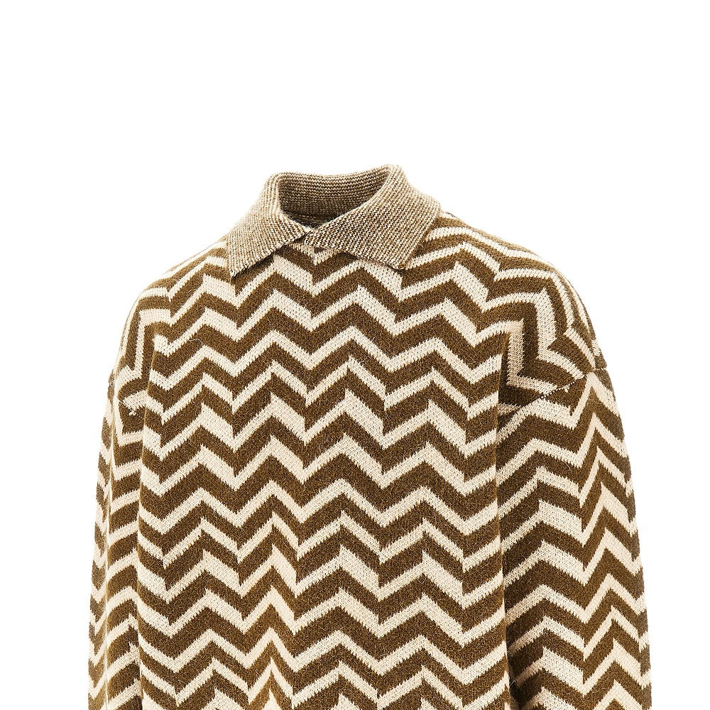 Pullover in misto mohair con motivo chevron