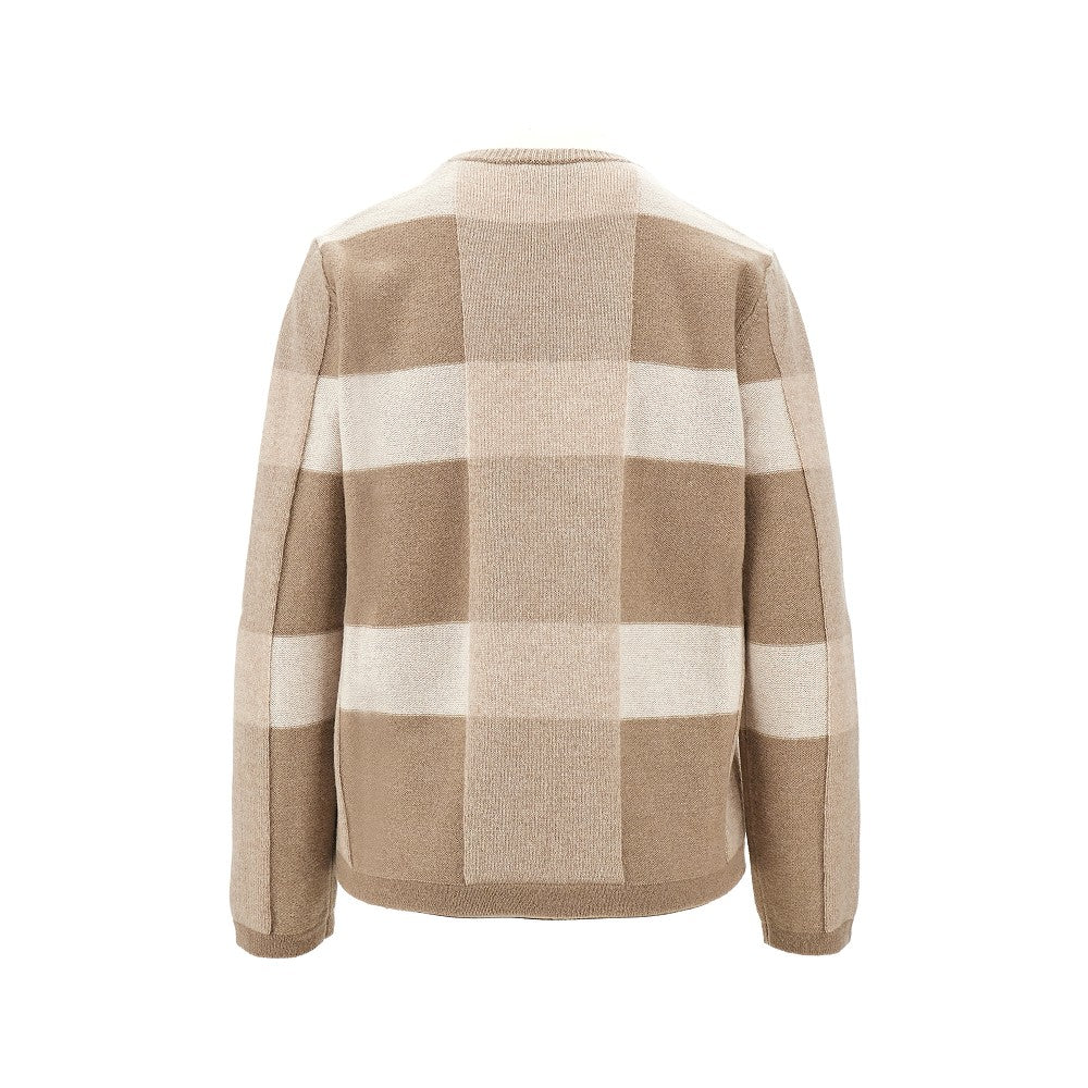 Check wool and cashmere sweater