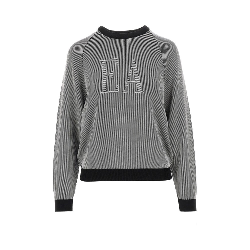 Pullover in viscosa con logo jacquard