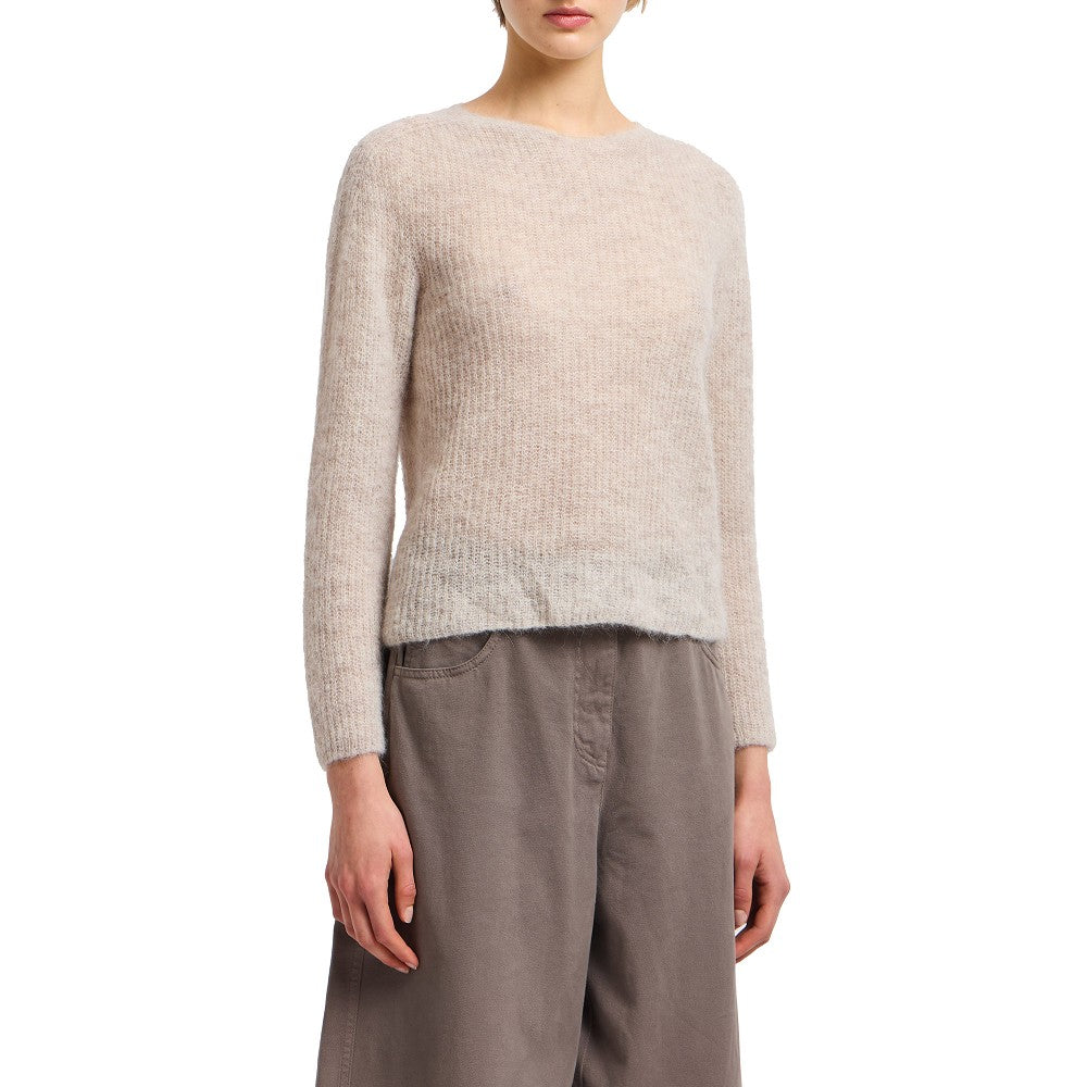 Pullover girocollo in misto alpaca