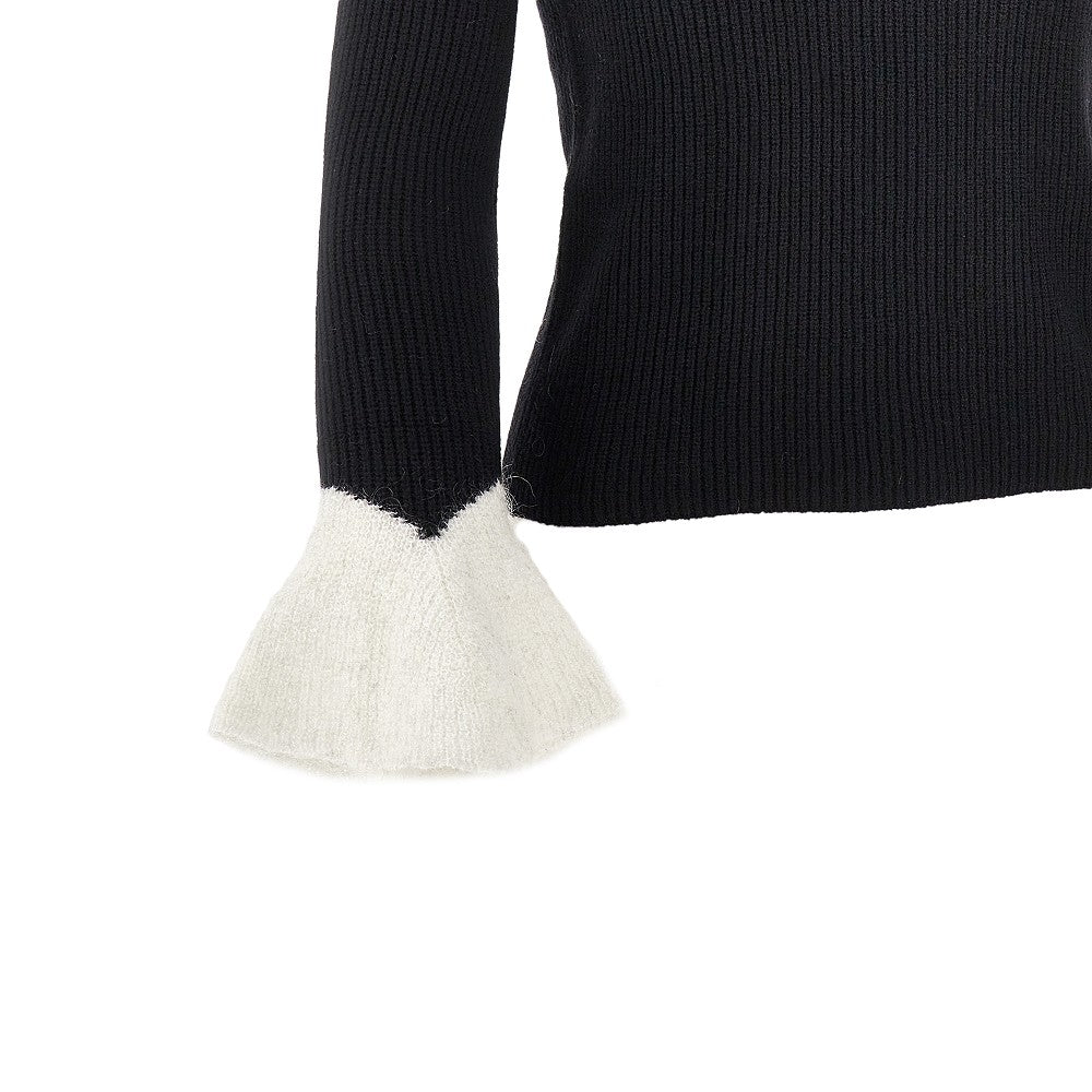 Pullover a costine con fondo manica svasato