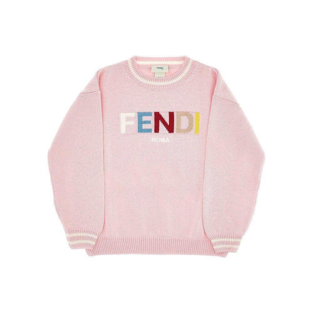 Pullover in lana con intarsio logo
