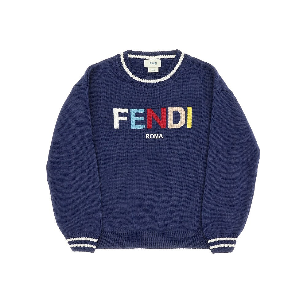Pullover in lana con intarsio logo
