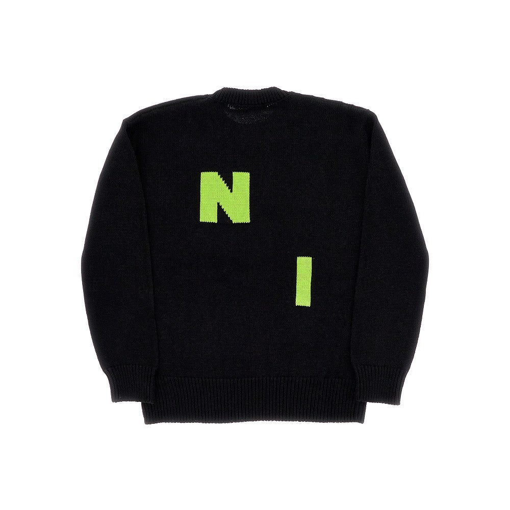 Cotton and wool sweater with logo