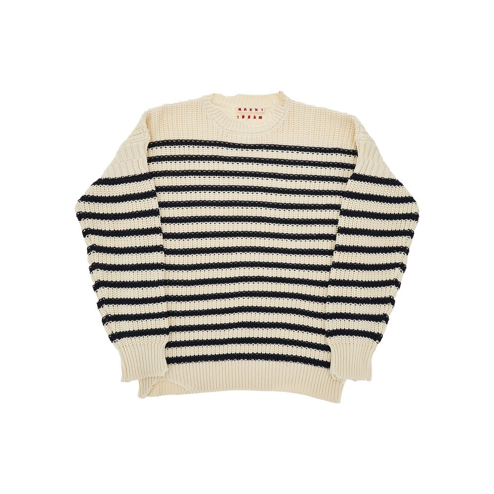 Distressed striped sweater