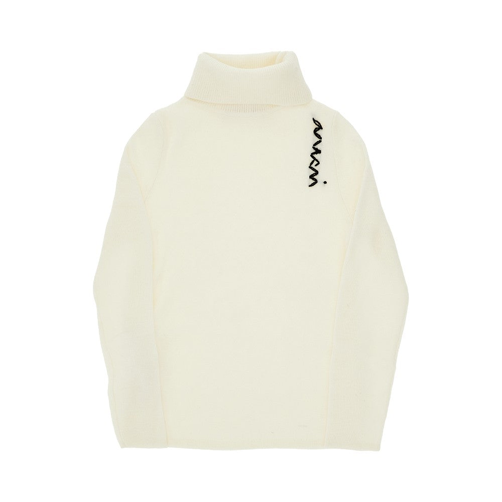 Pullover in misto lana con logo ricamato