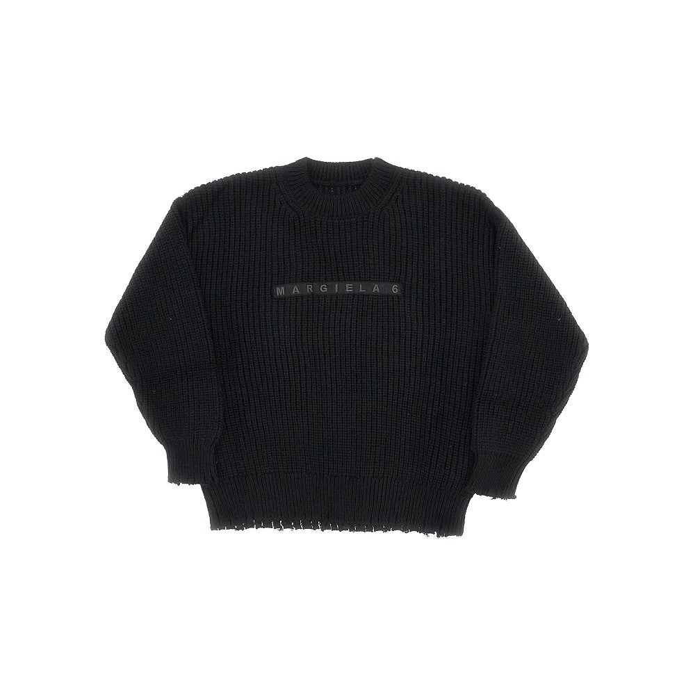 Pullover in misto lana con effetto sdrucito