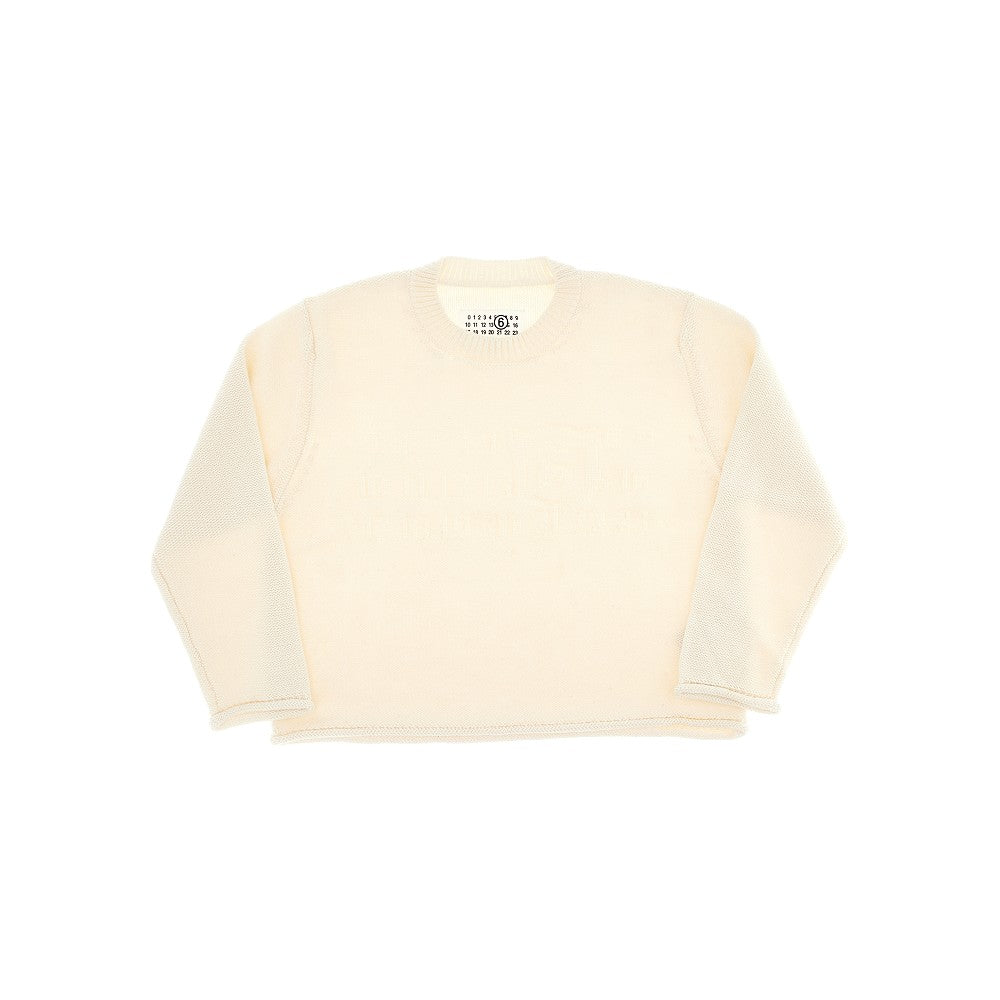 Jacquard logo cotton and wool sweater