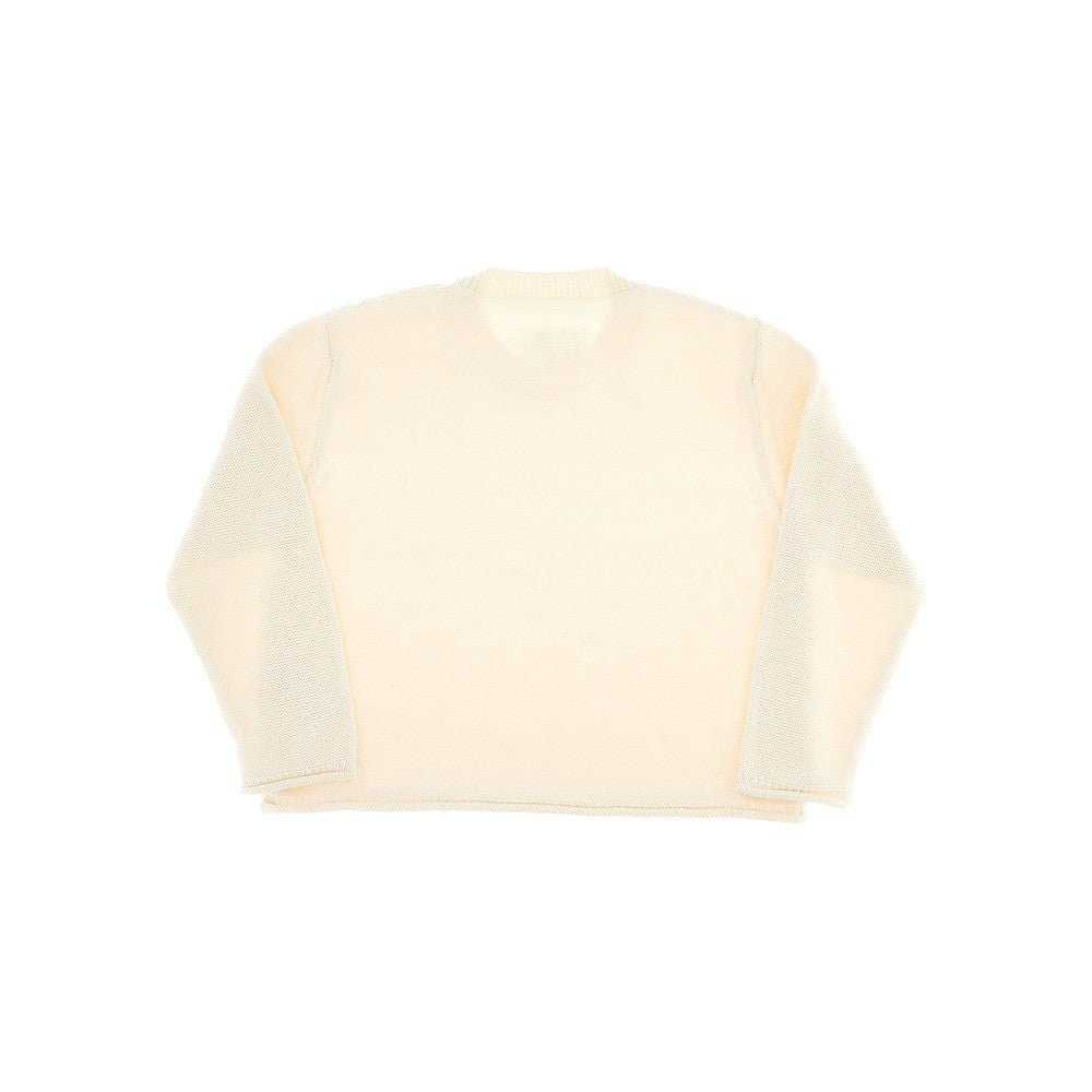 Jacquard logo cotton and wool sweater