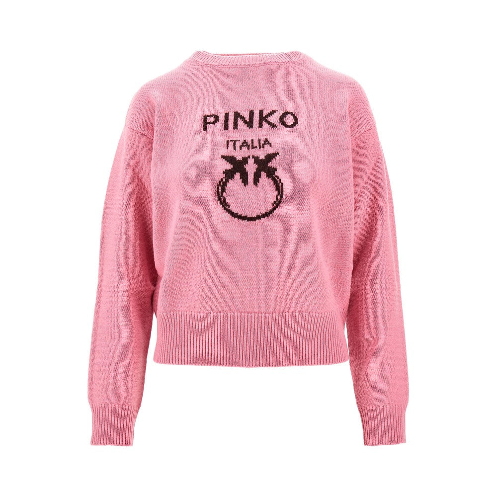 Pullover in lana con intarsio logo