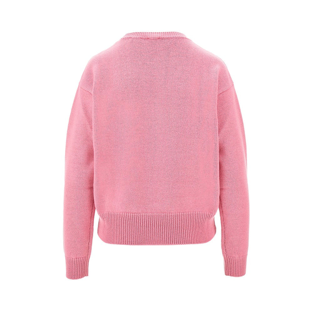 Pullover in lana con intarsio logo