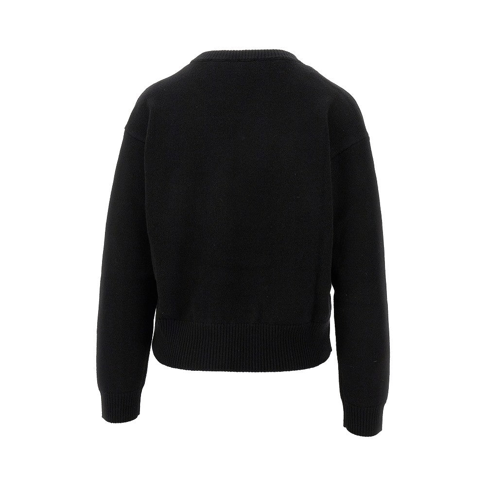 Pullover in lana con intarsio logo