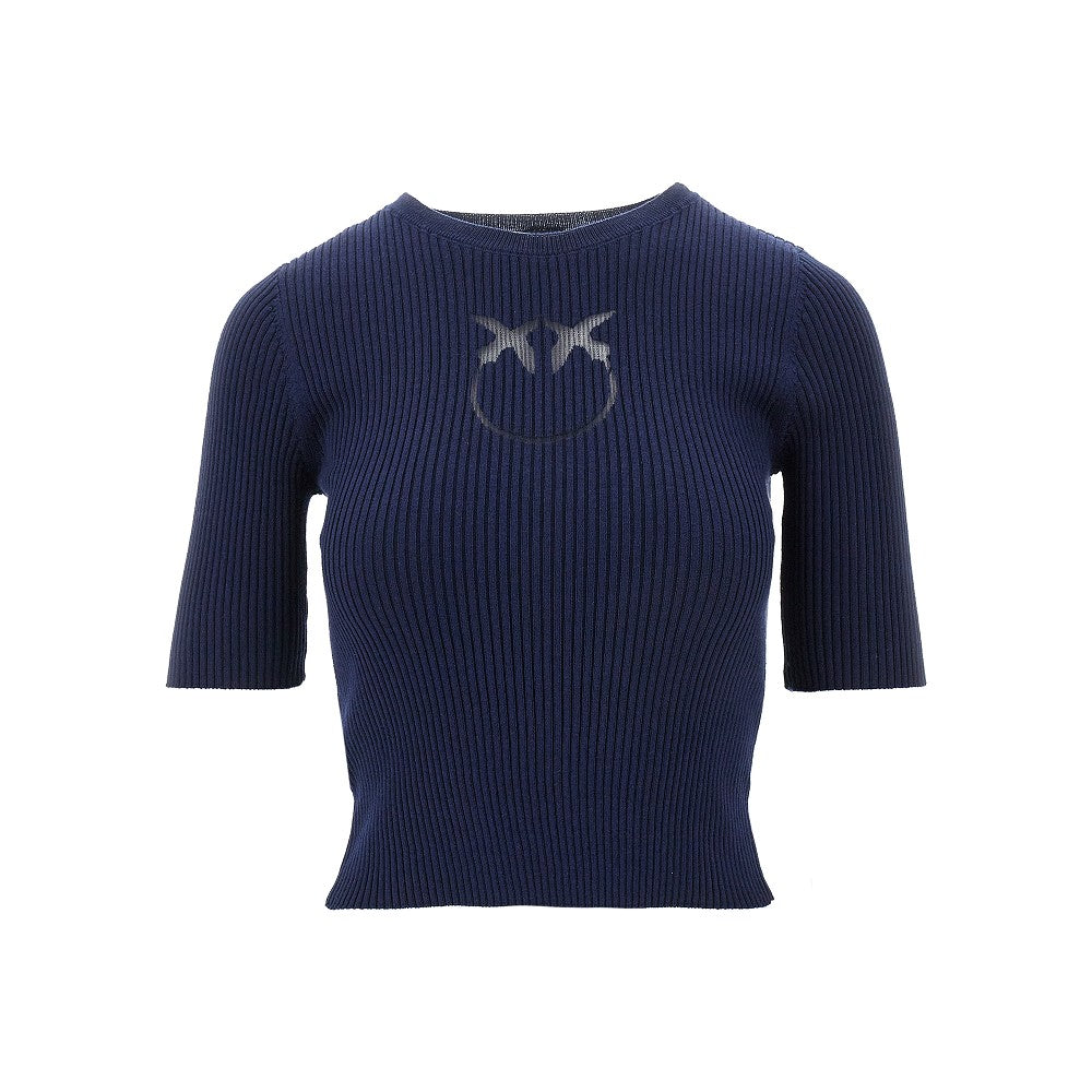Knitted T-shirt with sheer logo