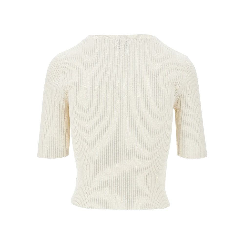 Knitted T-shirt with sheer logo