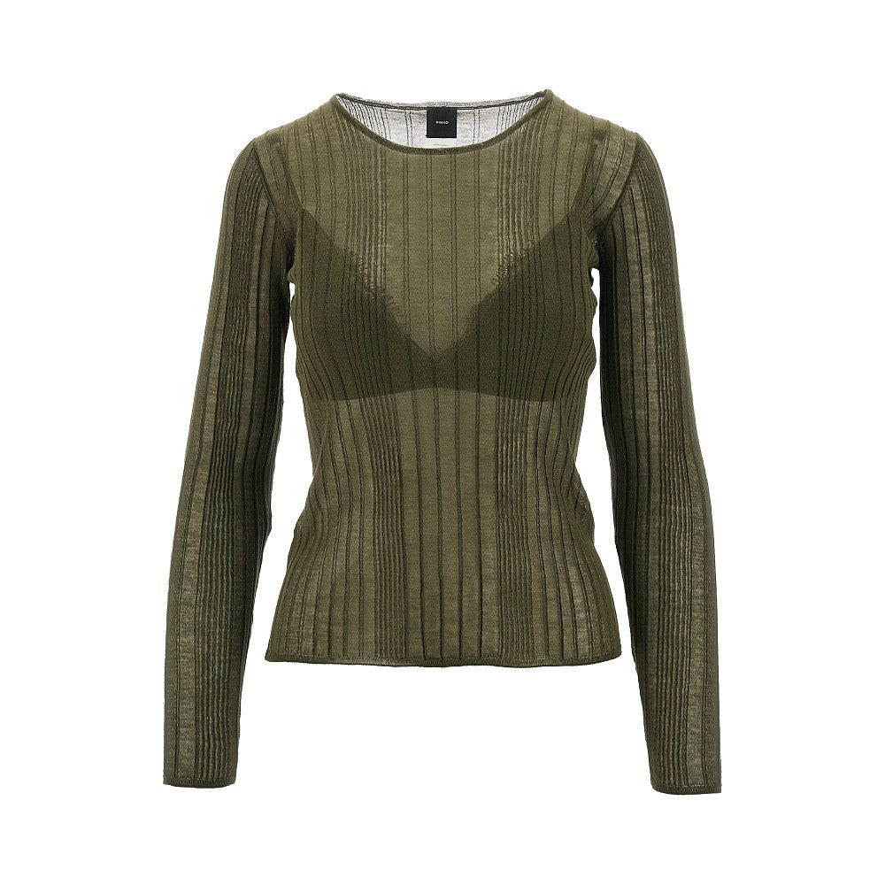 Top in maglia con bralette in pizzo